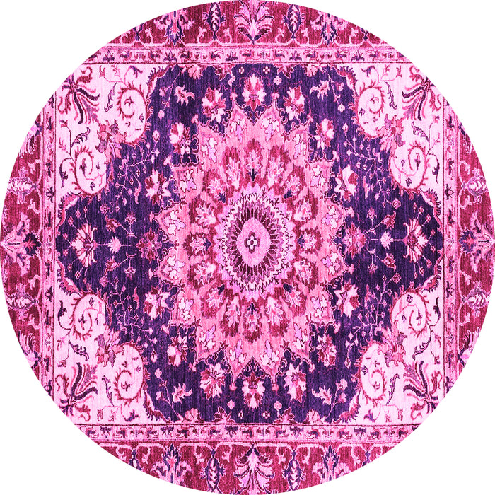 Round Geometric Pink Traditional Rug, abs3276pnk