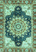 Machine Washable Geometric Turquoise Traditional Area Rugs, wshabs3276turq