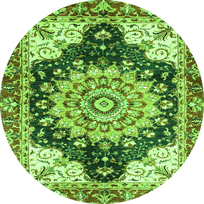 Round Geometric Green Traditional Rug, abs3276grn