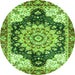 Round Geometric Green Traditional Rug, abs3276grn