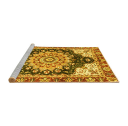 Sideview of Machine Washable Geometric Yellow Traditional Rug, wshabs3276yw