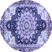 Round Geometric Blue Traditional Rug, abs3276blu