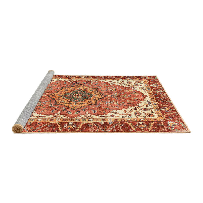 Sideview of Machine Washable Abstract Red Rug, wshabs3277