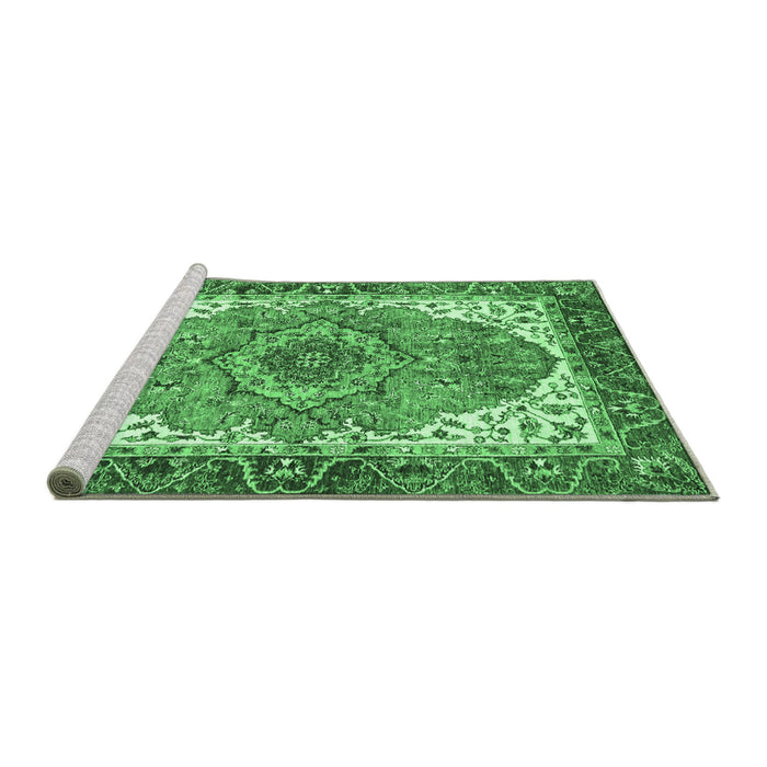 Sideview of Machine Washable Persian Emerald Green Traditional Area Rugs, wshabs3277emgrn