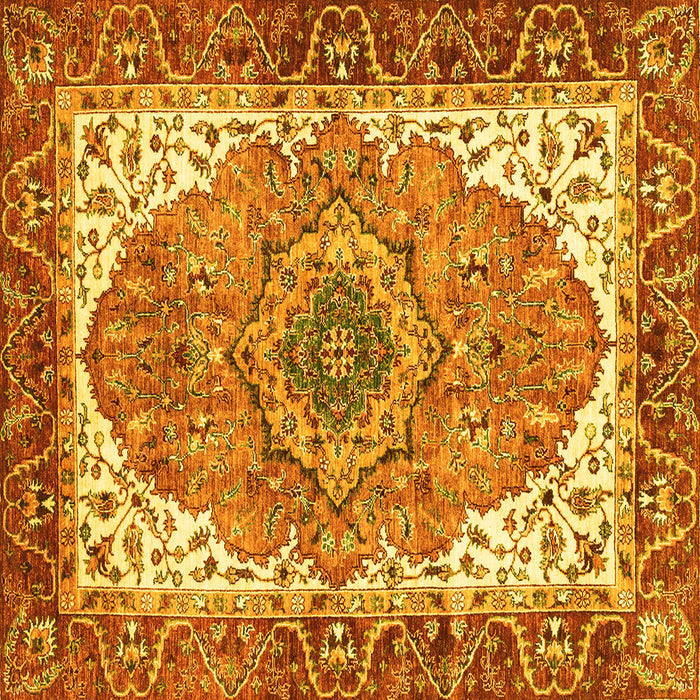 Square Persian Yellow Traditional Rug, abs3277yw