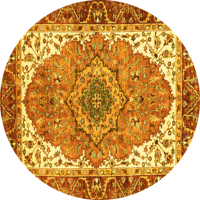 Round Persian Yellow Traditional Rug, abs3277yw
