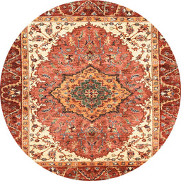 Round Machine Washable Abstract Red Rug, wshabs3277