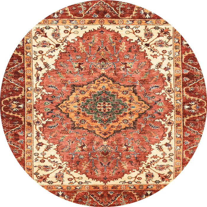 Round Machine Washable Abstract Red Rug, wshabs3277
