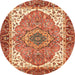 Round Machine Washable Abstract Red Rug, wshabs3277