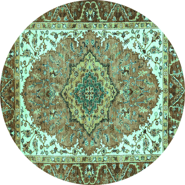 Round Persian Turquoise Traditional Rug, abs3277turq