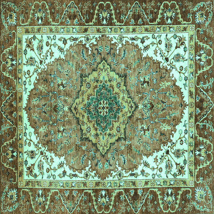 Square Persian Turquoise Traditional Rug, abs3277turq