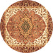 Round Persian Brown Traditional Rug, abs3277brn