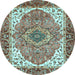 Round Persian Light Blue Traditional Rug, abs3277lblu