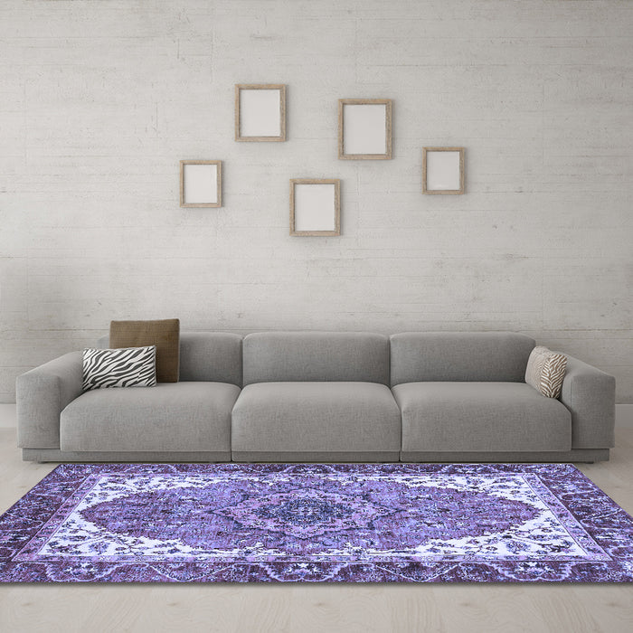 Machine Washable Persian Blue Traditional Rug in a Living Room, wshabs3277blu