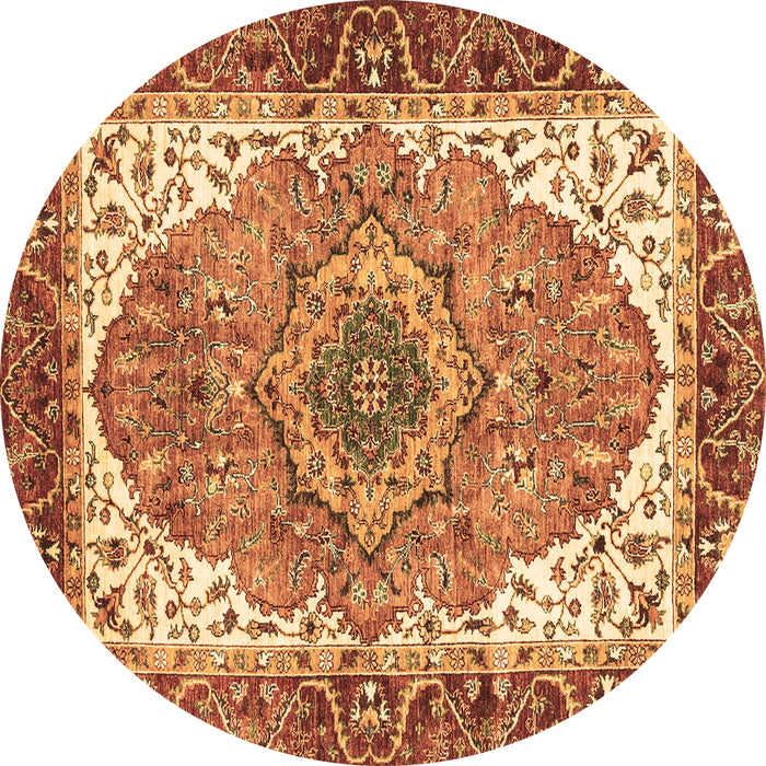 Round Machine Washable Persian Brown Traditional Rug, wshabs3277brn