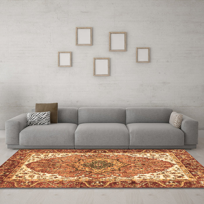 Machine Washable Persian Brown Traditional Rug in a Living Room,, wshabs3277brn