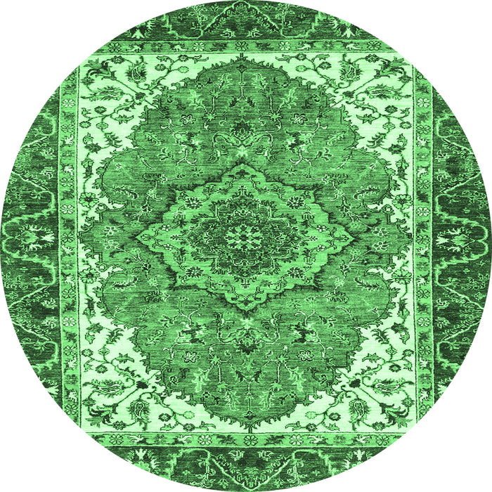 Round Persian Emerald Green Traditional Rug, abs3277emgrn