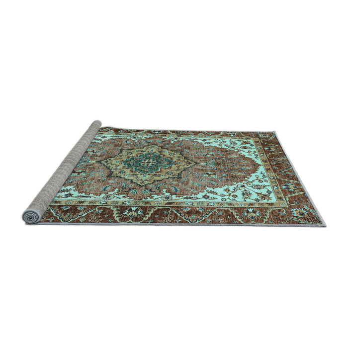 Sideview of Machine Washable Persian Light Blue Traditional Rug, wshabs3277lblu