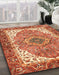 Machine Washable Abstract Red Rug in a Family Room, wshabs3277