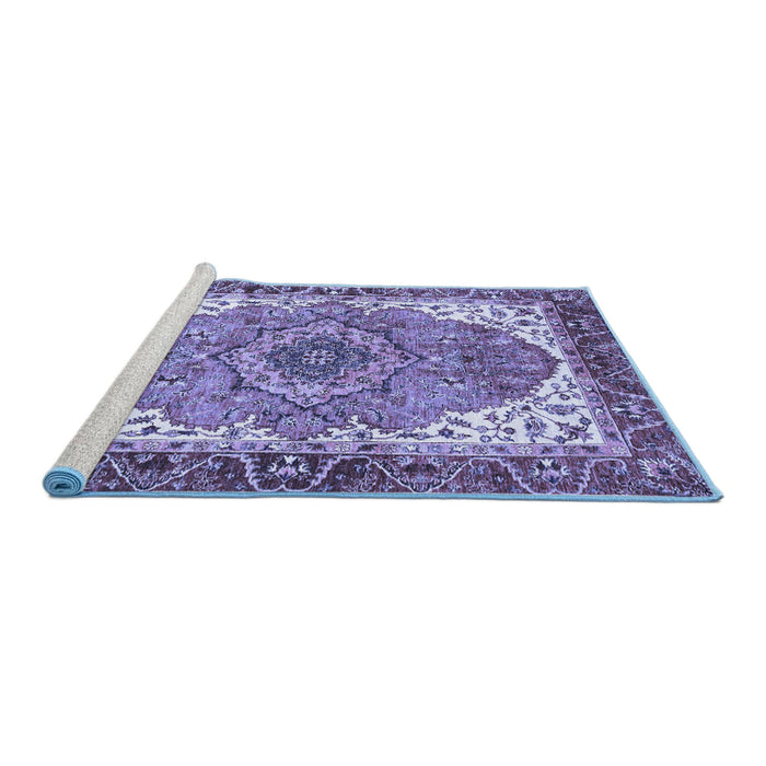 Sideview of Machine Washable Persian Blue Traditional Rug, wshabs3277blu