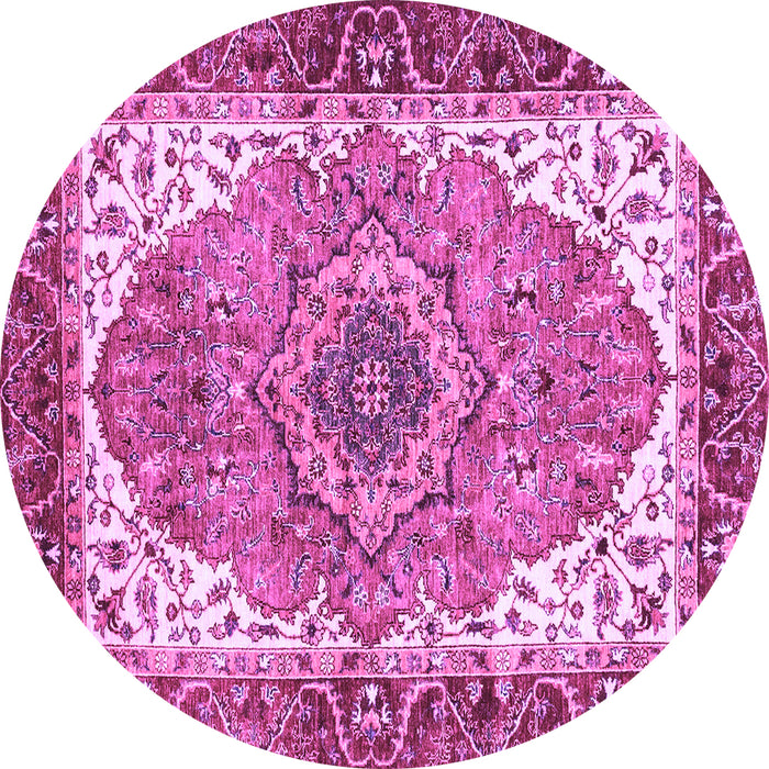 Round Machine Washable Persian Purple Traditional Area Rugs, wshabs3277pur
