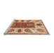 Sideview of Machine Washable Abstract Red Rug, wshabs3278