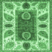 Square Machine Washable Abstract Emerald Green Modern Area Rugs, wshabs3278emgrn