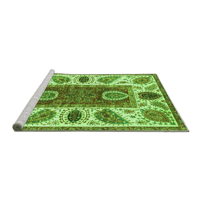 Sideview of Machine Washable Abstract Green Modern Area Rugs, wshabs3278grn