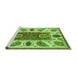 Sideview of Machine Washable Abstract Green Modern Area Rugs, wshabs3278grn