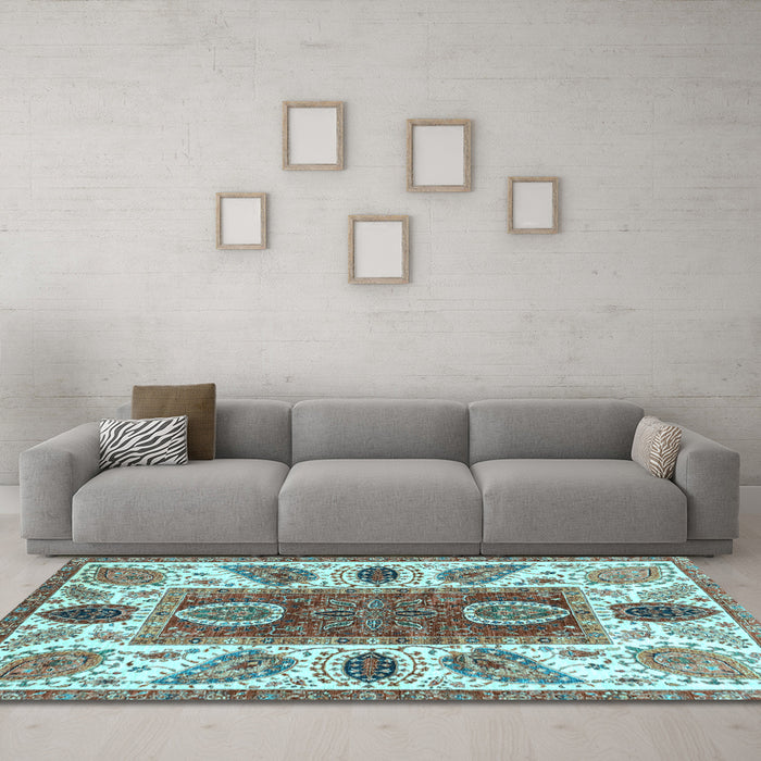 Machine Washable Abstract Light Blue Modern Rug in a Living Room, wshabs3278lblu