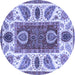 Round Machine Washable Abstract Blue Modern Rug, wshabs3278blu