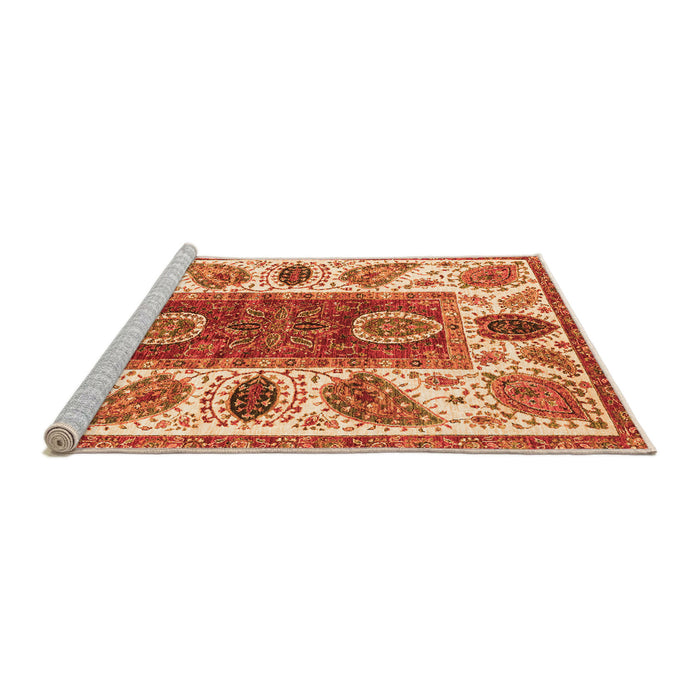 Sideview of Machine Washable Abstract Orange Modern Area Rugs, wshabs3278org