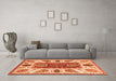 Machine Washable Abstract Orange Modern Area Rugs in a Living Room, wshabs3278org