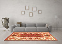 Machine Washable Abstract Orange Modern Rug, wshabs3278org