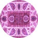 Round Machine Washable Abstract Purple Modern Area Rugs, wshabs3278pur