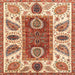 Square Abstract Red Modern Rug, abs3278