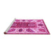 Sideview of Machine Washable Abstract Pink Modern Rug, wshabs3278pnk