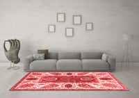 Machine Washable Abstract Red Modern Rug, wshabs3278red