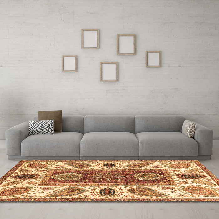 Machine Washable Abstract Brown Modern Rug in a Living Room,, wshabs3278brn