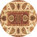 Round Abstract Brown Modern Rug, abs3278brn