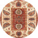 Round Abstract Red Modern Rug, abs3278