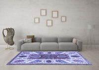 Machine Washable Abstract Blue Modern Rug, wshabs3278blu