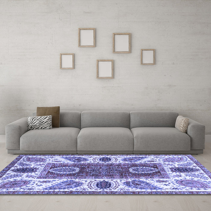Machine Washable Abstract Blue Modern Rug in a Living Room, wshabs3278blu