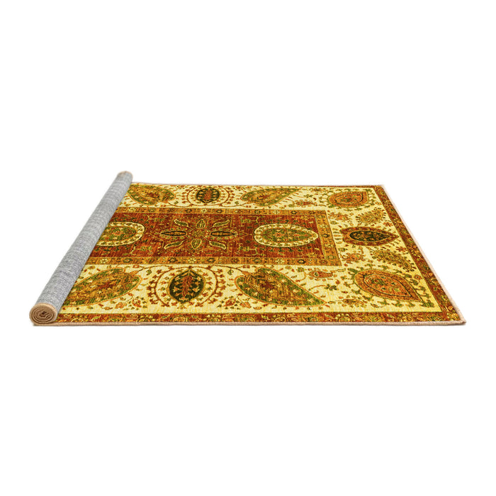 Sideview of Machine Washable Abstract Yellow Modern Rug, wshabs3278yw