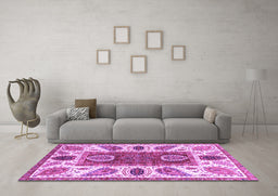 Machine Washable Abstract Purple Modern Area Rugs in a Living Room, wshabs3278pur