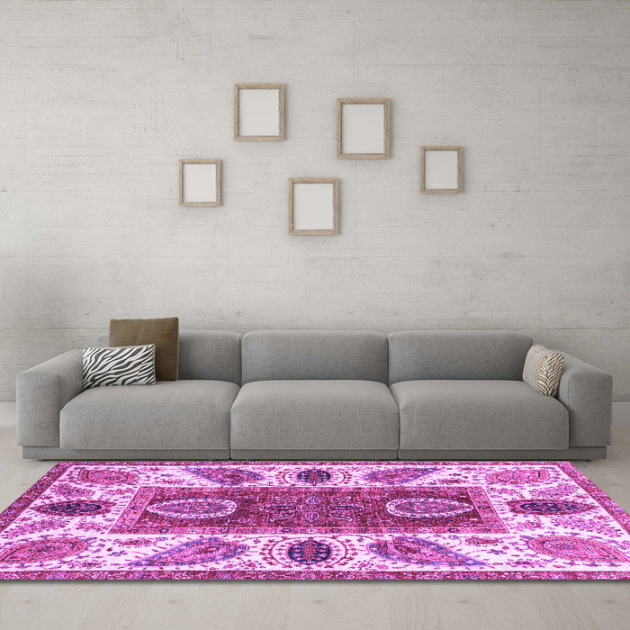 Machine Washable Abstract Purple Modern Area Rugs in a Living Room, wshabs3278pur