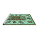 Sideview of Machine Washable Abstract Turquoise Modern Area Rugs, wshabs3278turq