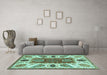 Machine Washable Abstract Turquoise Modern Area Rugs in a Living Room,, wshabs3278turq