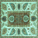 Square Abstract Turquoise Modern Rug, abs3278turq