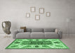 Machine Washable Abstract Emerald Green Modern Area Rugs in a Living Room,, wshabs3278emgrn